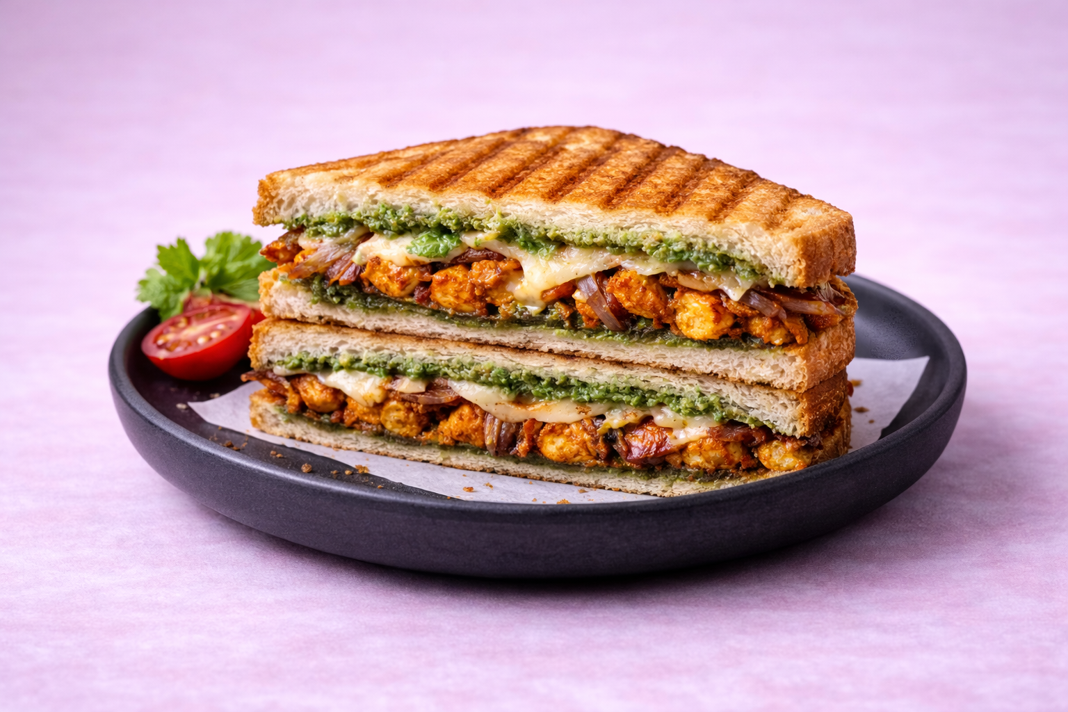 Paneer Tikka Sandwich Smoky Melt